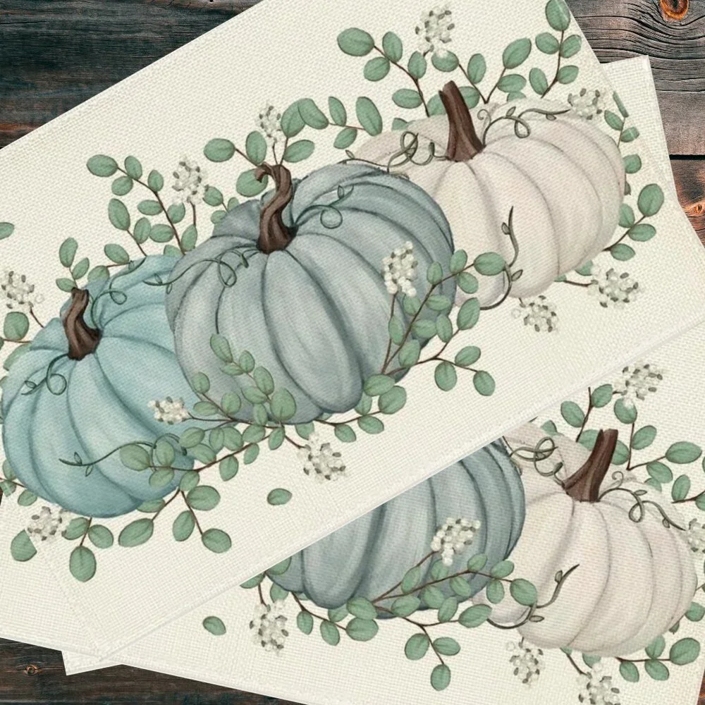 Pumpkin Placemats 4pc Fall Table Decor Thanksgiving Halloween Dining Decorations